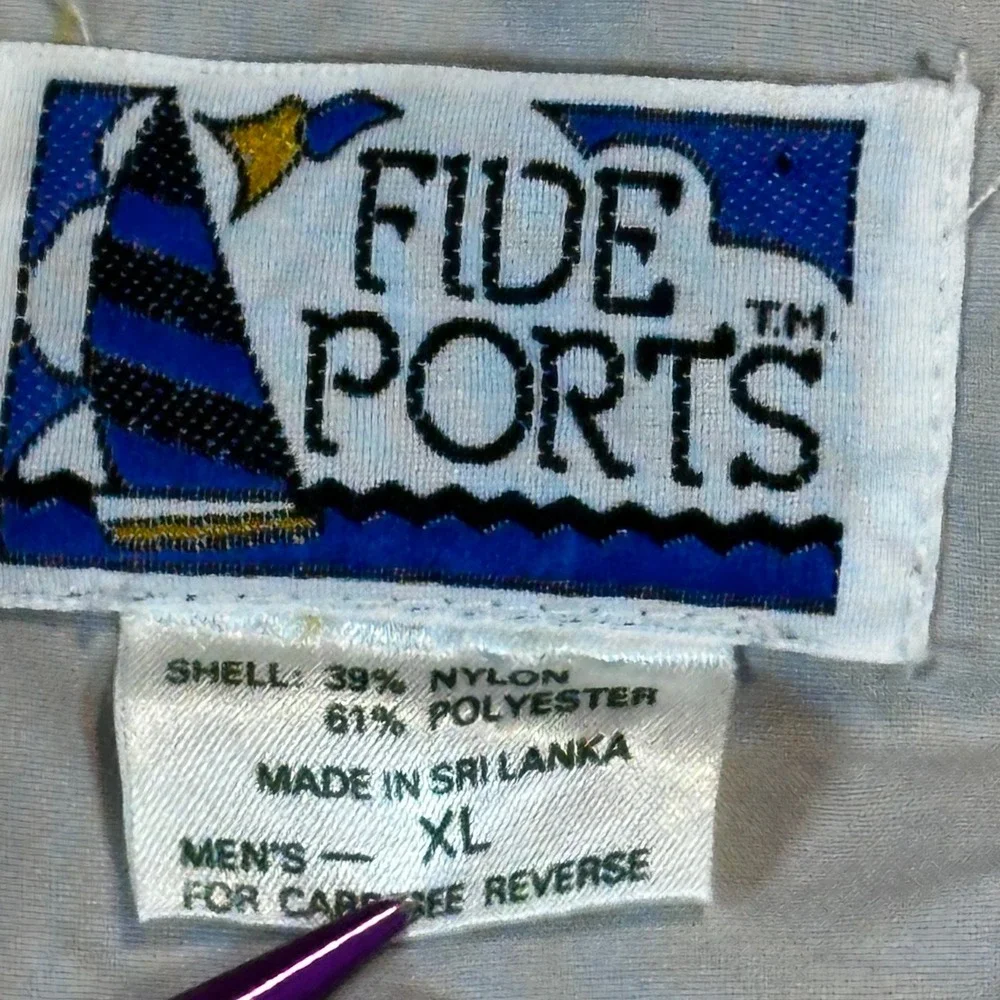 Vintage Fide‎ Ports Mens XL Windbreaker Jacket Grey Red Colorblock Full Zip Core